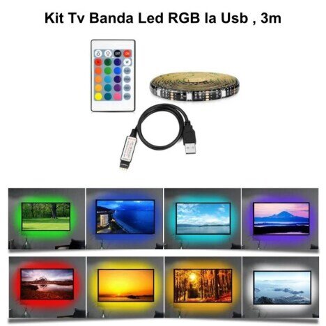 KIT TV BANDA LED RGB LA USB, 3M